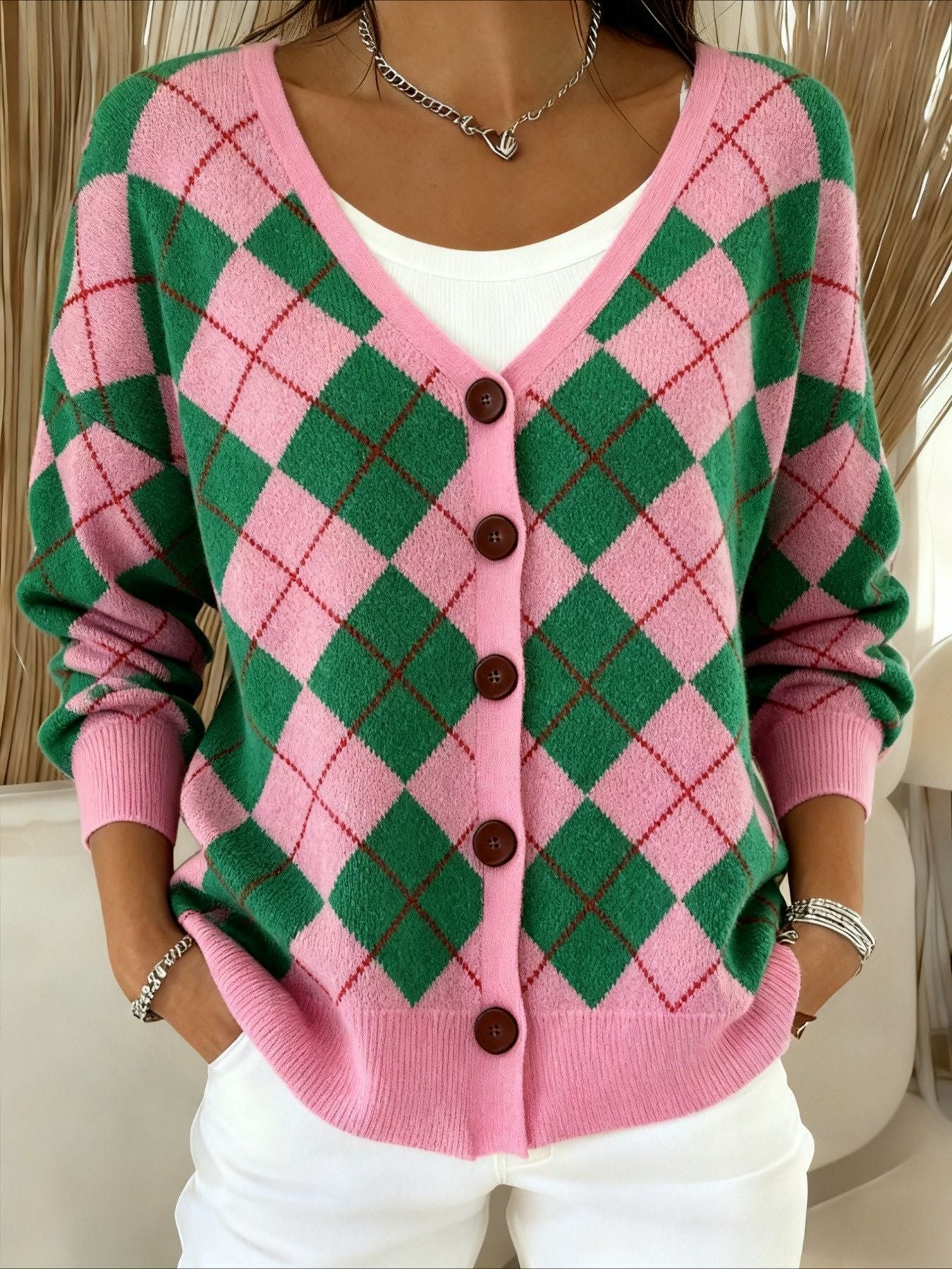 Campbell™ | Sparkle Argyle Cardigan