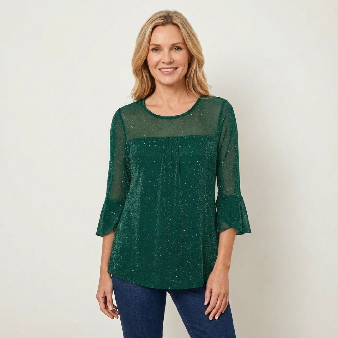 Campbell™ | Sparkle Flare Sleeve Blouse