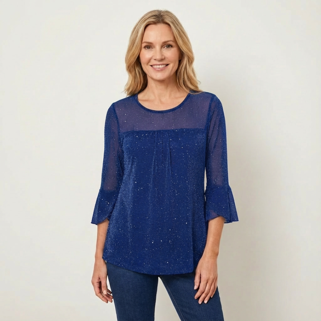 Campbell™ | Sparkle Flare Sleeve Blouse