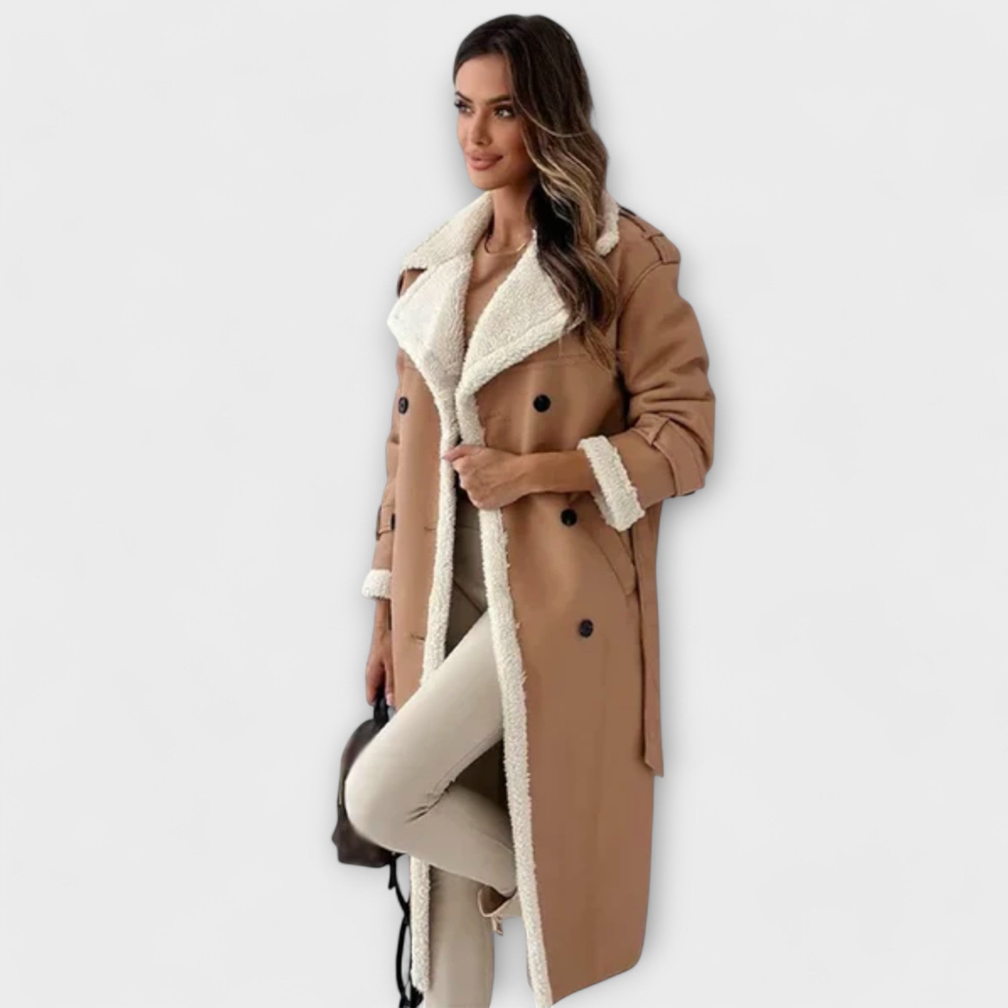 Campbell™ | Long Classic Coat with Fleece Lining and Teddy Bear Collar