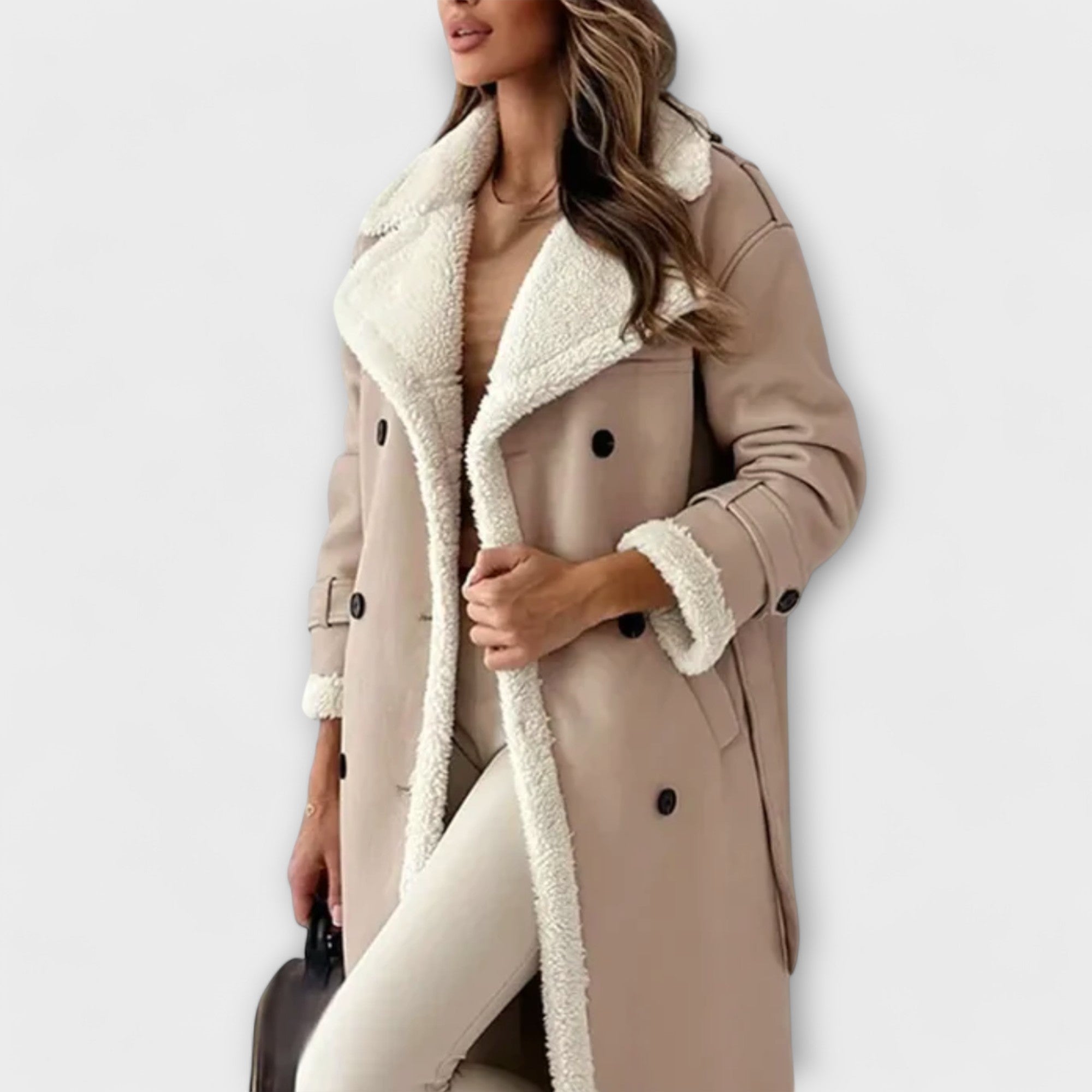Campbell™ | Long Classic Coat with Fleece Lining and Teddy Bear Collar
