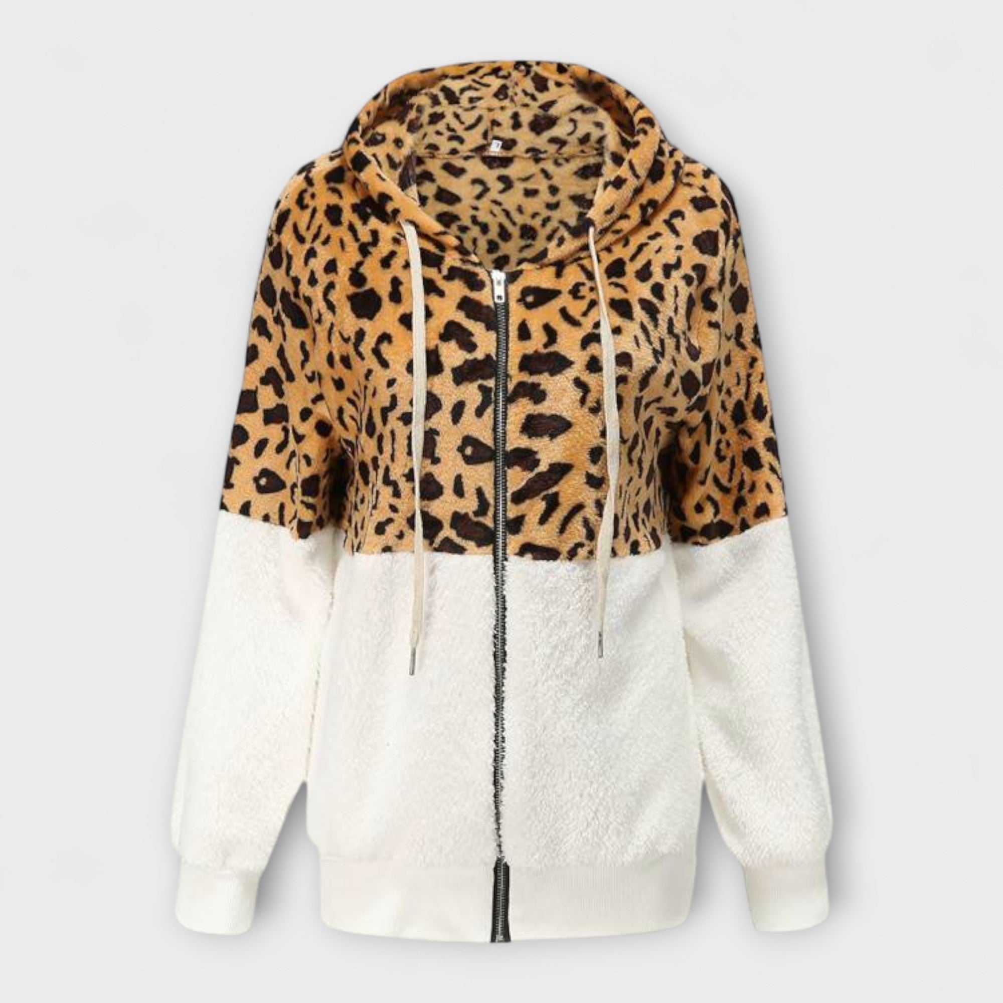 Campbell™ | Fleece Hoodie with Leopard Print