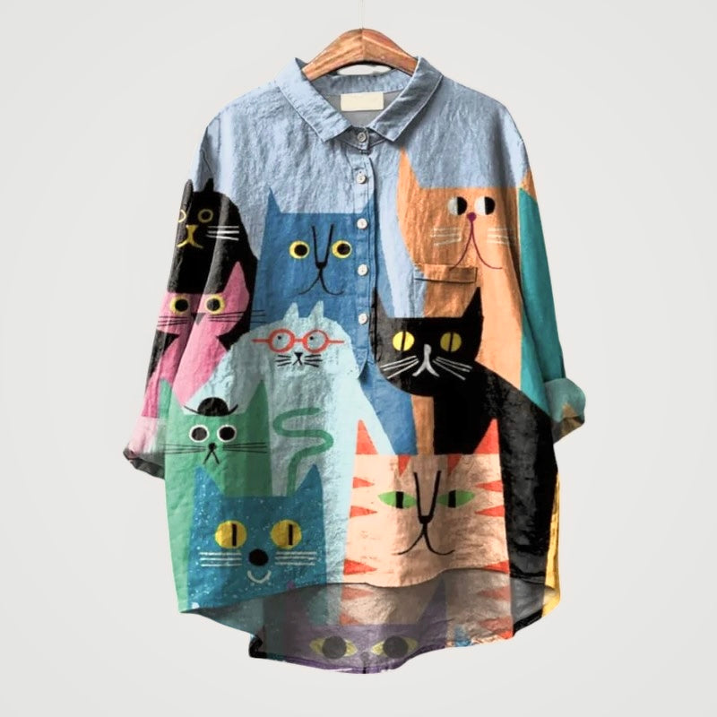 PALMIRA™ - OVERSIZED SHIRT WITH PLAYFUL DOG ​​DESIGN AND EVERYDAY COMFORT